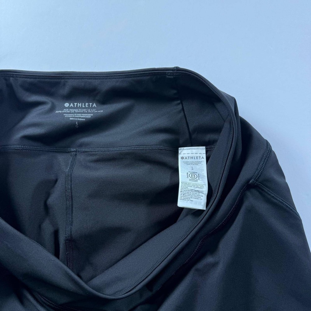 Athleta Ace Tennis Skort 15.5" Black Athletic Skirt with Built-in Shorts Large - Picture 7 of 16
